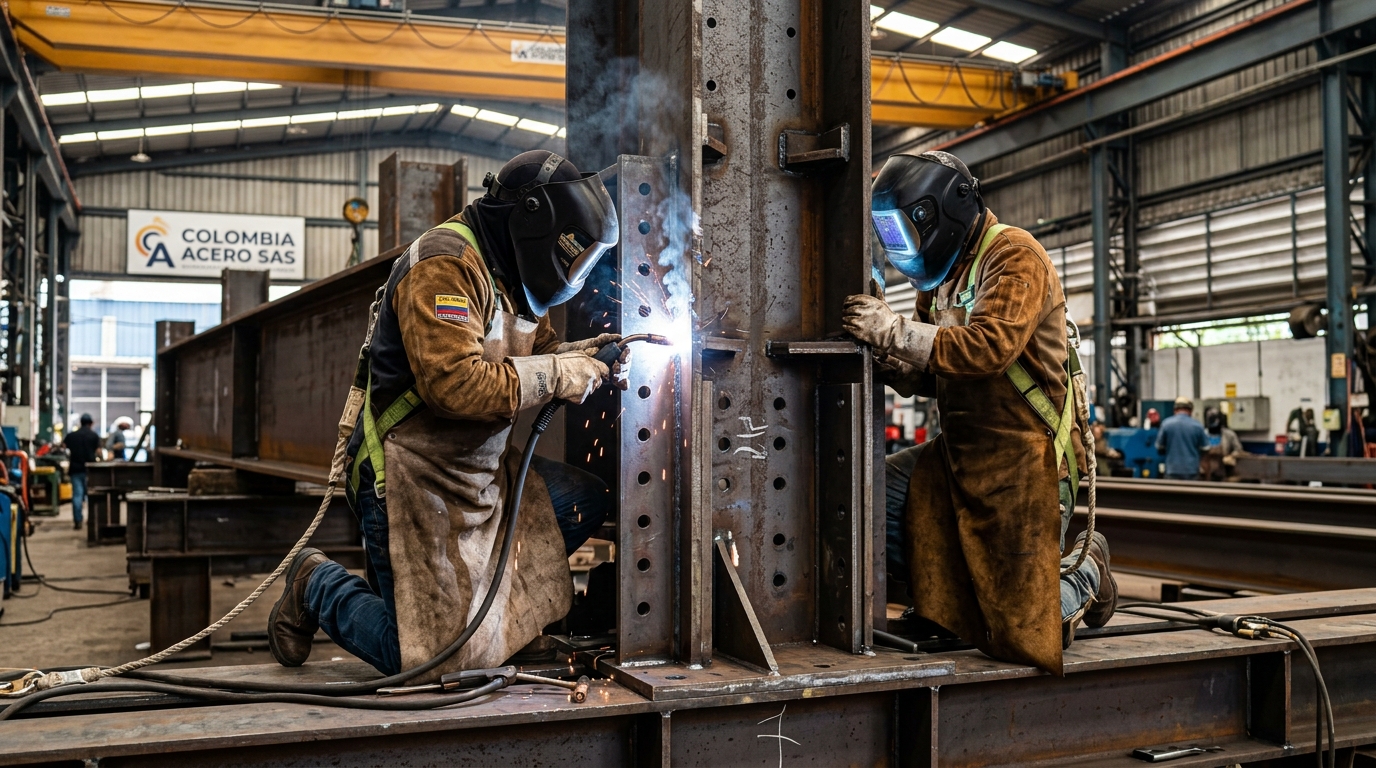 fabricación y ensamble de portón industrial para bodega en taller metalmecánico