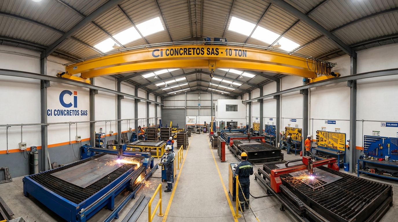 Planta de fabricación de estructuras metálicas de CI CONCRETOS SAS para Bogotá y Cundinamarca