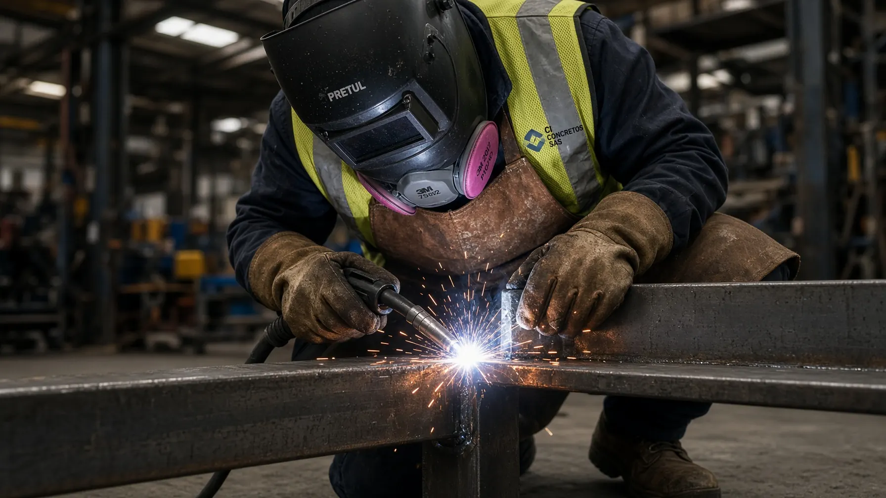 Taller de fabricación de estructuras metálicas de CI CONCRETOS SAS en Cali con puente grúa