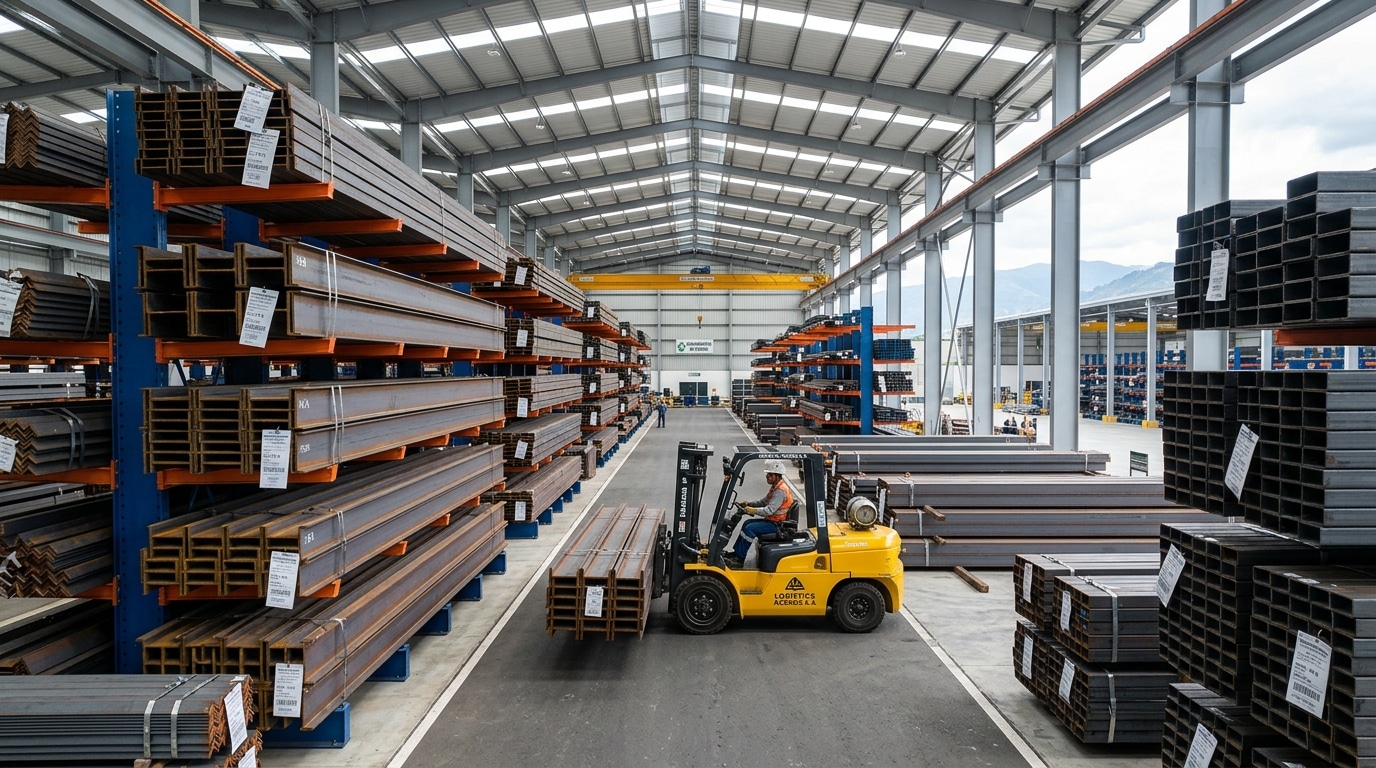 Recepción y diagnóstico de perfiles de acero ASTM A36/A572 en planta de Barranquilla