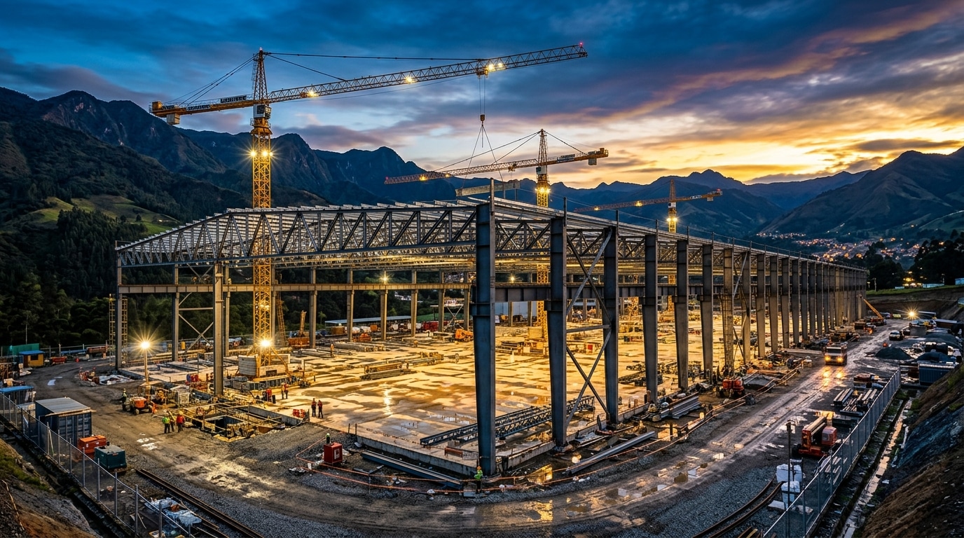 nave industrial de gran luz construida en acero estructural con cálculo NSR-10