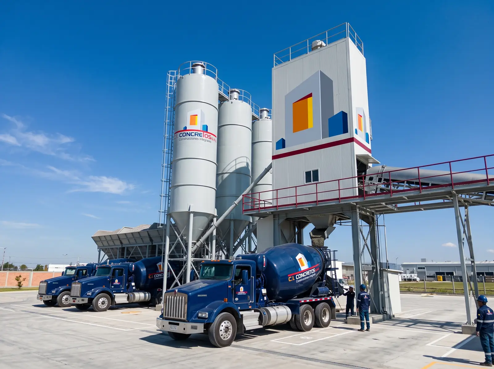 Parque de maquinaria y silos de cemento en planta de concreto premezclado C.I. CONCRETOS S.A.S.